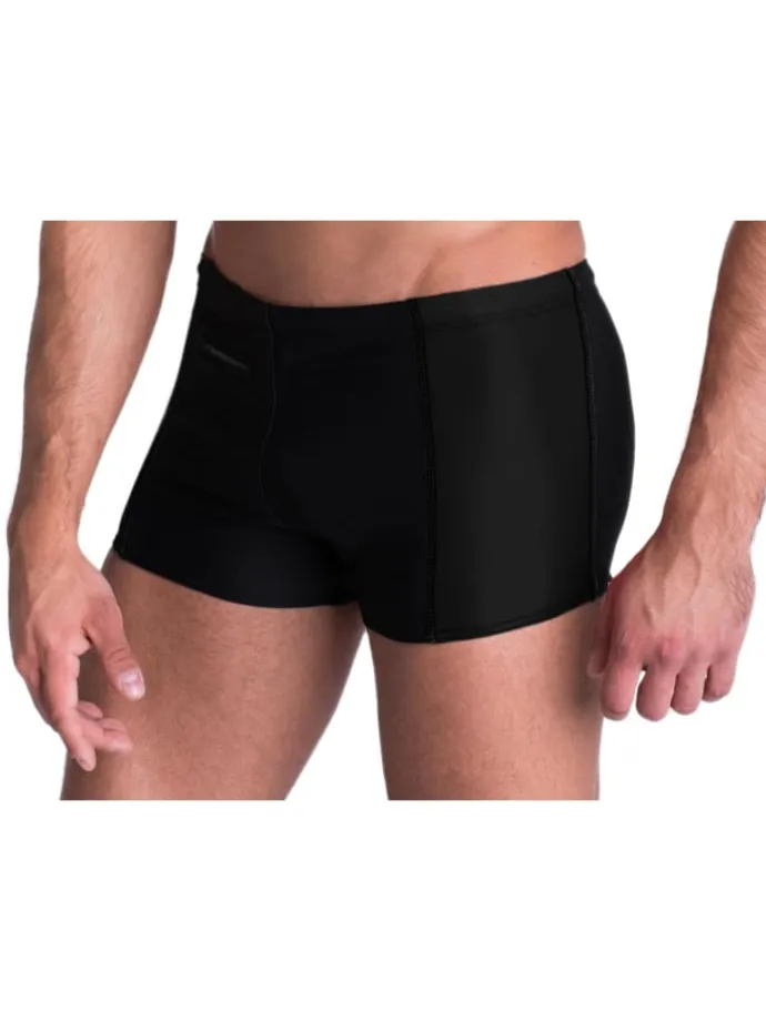 Aquarti Herren Badehose mit Reißverschlusstasche in schwarz
