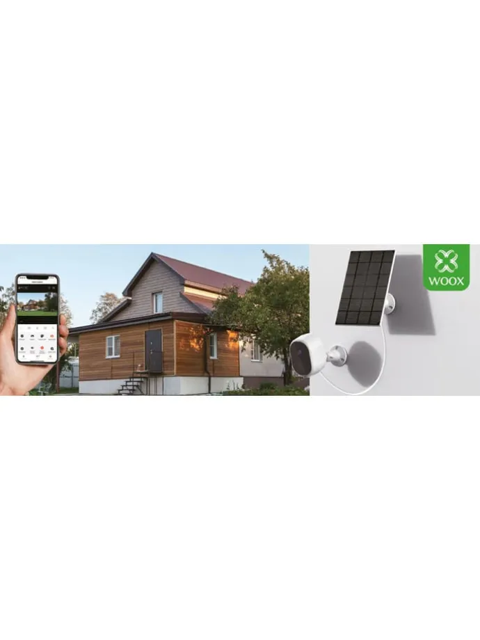 Außen-Überwachungskamera "WOOX R4253" mit Solarpanel in Weiß