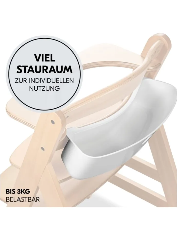 Aufbewahrungsbox für Hochstuhl Rückenlehne in weiss