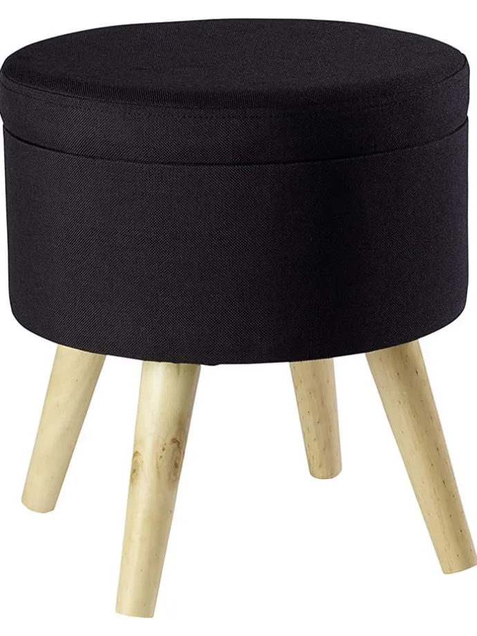 Aufbewahrungshocker "Max" in Schwarz - (H)36 x Ø 32,5 cm