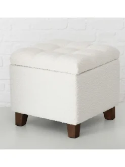 Aufbewahrungshocker "Palur" in Creme - (B)38 x (H)35 cm