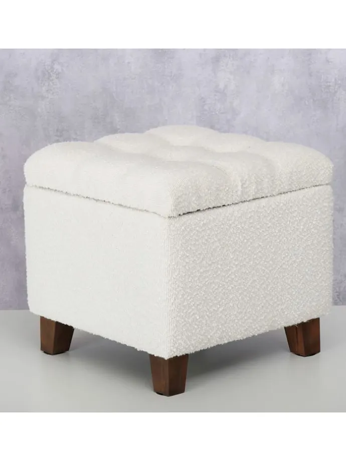 Aufbewahrungshocker "Palur" in Creme - (B)38 x (H)35 cm