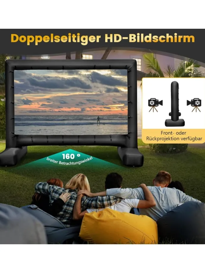 Aufblasbare Beamer Leinwand in Schwarz