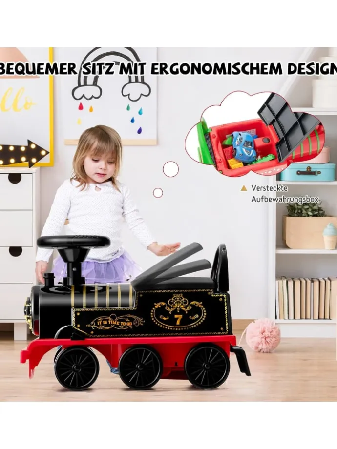 Aufsitz Lokomotive mit Bahn in Schwarz