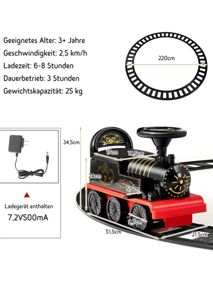 Aufsitz Lokomotive mit Bahn in Schwarz