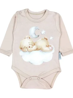 Baby Bekleidungsset Langarmbody Hose Mütze3 teilig in beige Modell 3