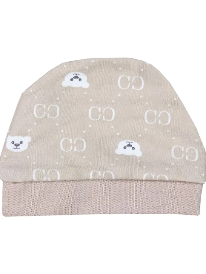 Baby Bekleidungsset Langarmbody Hose Mütze3 teilig in beige Modell 1