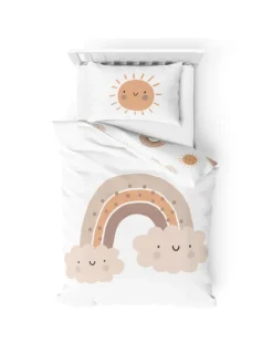 Baby Bettwäsche-Set Biber/Flanell "Little Sunrise" in Weiß