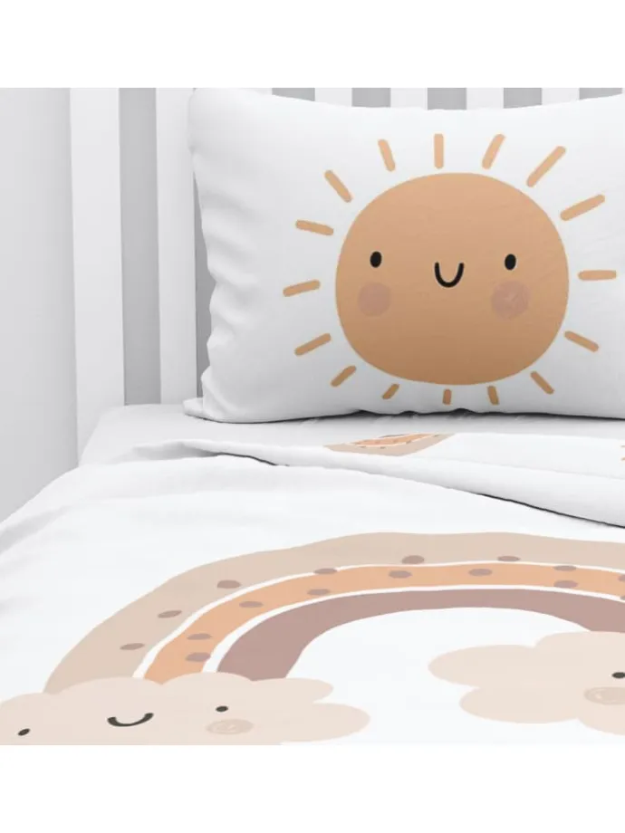 Baby Bettwäsche-Set Biber/Flanell "Little Sunrise" in Weiß