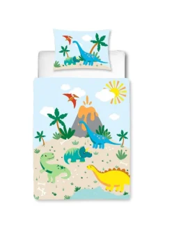 Baby Bettwäsche-Set Biber/Flanell "Dino / Dinosaurier" in Bunt