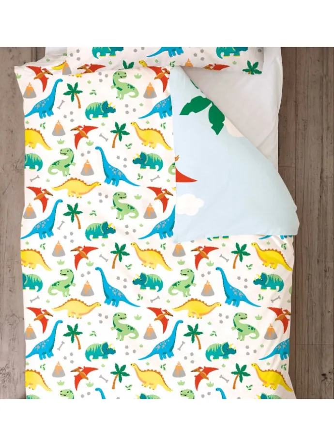Baby Bettwäsche-Set Biber/Flanell "Dino / Dinosaurier" in Bunt