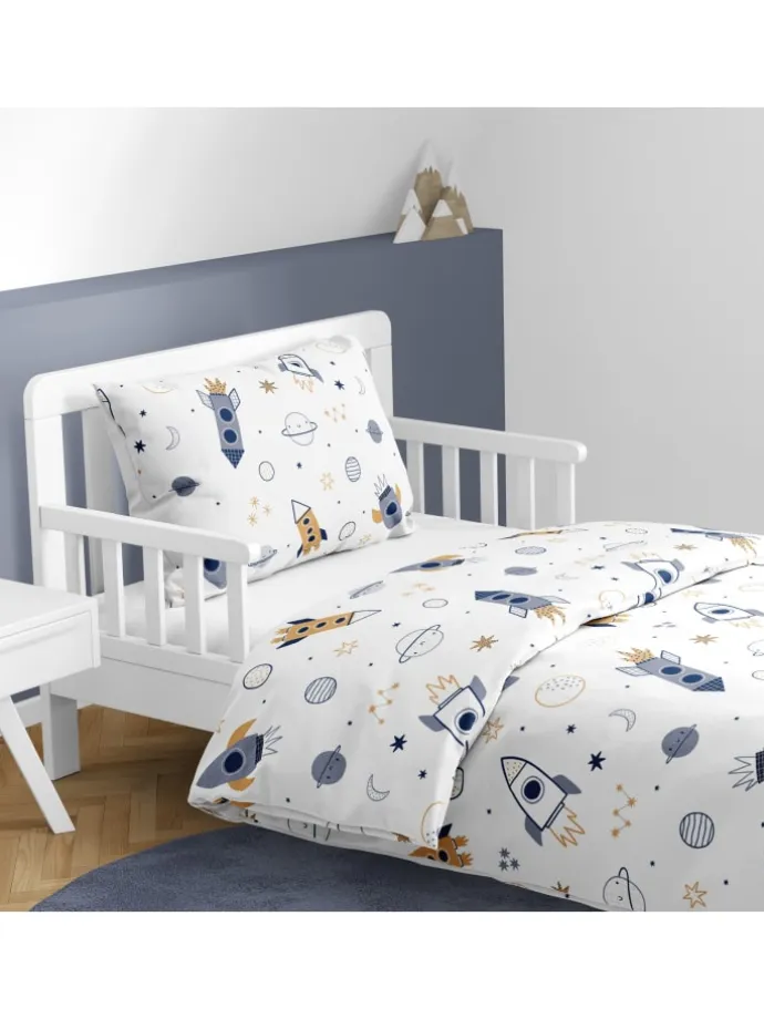 Baby Bettwäsche-Set "Space Rakete" in Blau