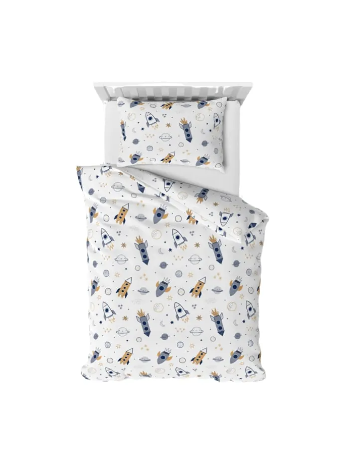 Baby Bettwäsche-Set "Space Rakete" in Blau