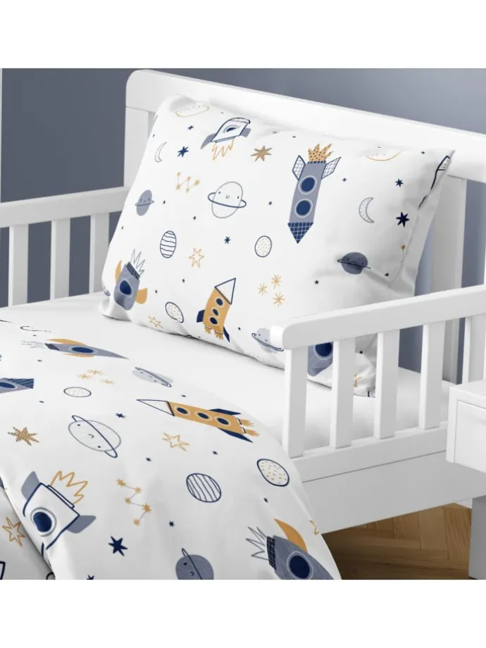 Baby Bettwäsche-Set "Space Rakete" in Blau