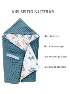 Baby Einschlagdecke für Autositz 2er SET in dunkelblau