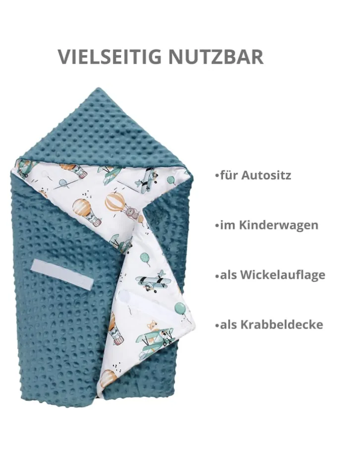 Baby Einschlagdecke für Autositz 2er SET in dunkelblau