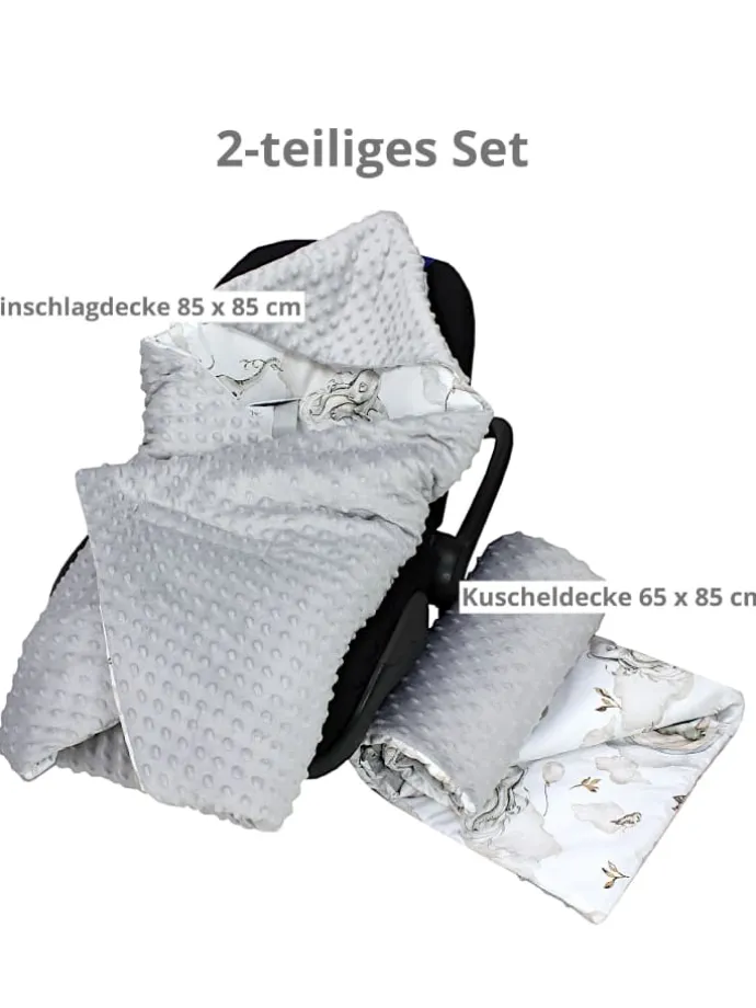 Baby Einschlagdecke für Autositz 2er SET in grau/weiß