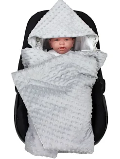 Baby Einschlagdecke für Autositz 2er SET in grau/weiß