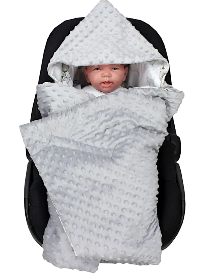 Baby Einschlagdecke für Autositz 2er SET in grau/weiß