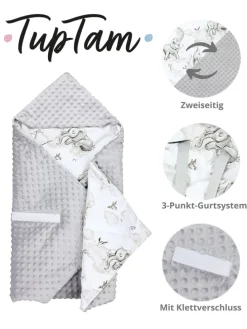 Baby Einschlagdecke für Autositz 2er SET in grau/weiß