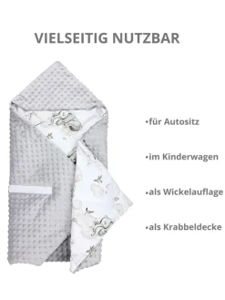 Baby Einschlagdecke für Autositz 2er SET in grau/weiß