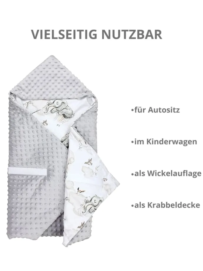 Baby Einschlagdecke für Autositz 2er SET in grau/weiß