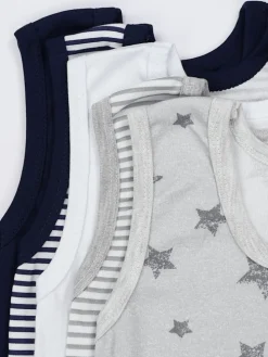 Baby Jungen Achselbody 5er Pack in grau/weiß