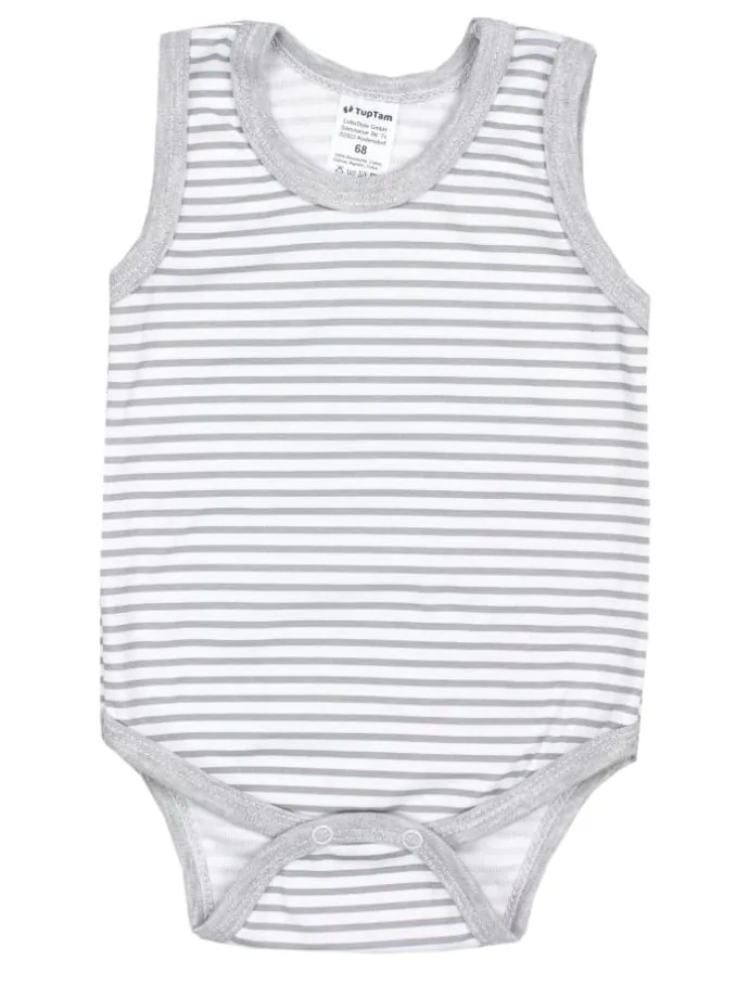 Baby Jungen Achselbody 5er Pack in grau/weiß