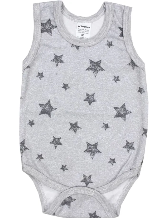 Baby Jungen Achselbody 5er Pack in grau/weiß