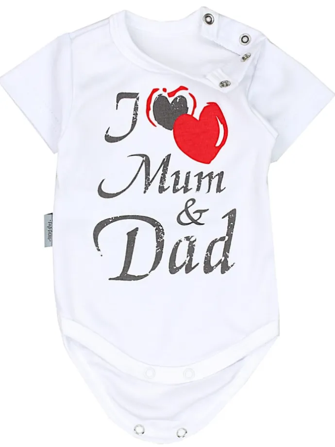 Baby Kurzarm Body mit Aufdruck Spruch 5er Pack in ecru