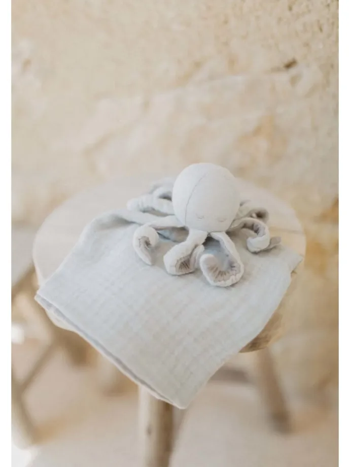 Baby Kuscheltuch aus Musselin 'octopus' in blue