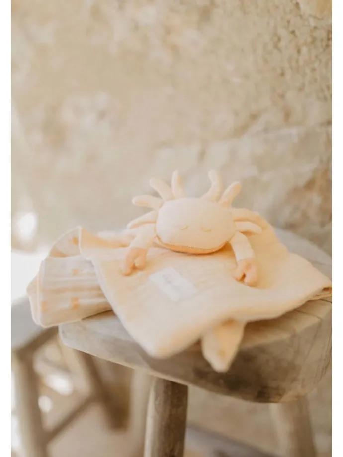 Baby Kuscheltuch aus Musselin 'crab' in orange