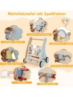 Baby Lauflernwagen Holz in Blau