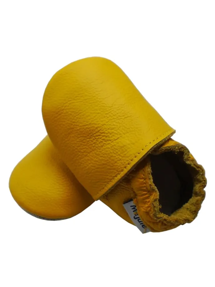 Baby Leder Krabbelschuhe, mit rutschfester Sohle – Gelb