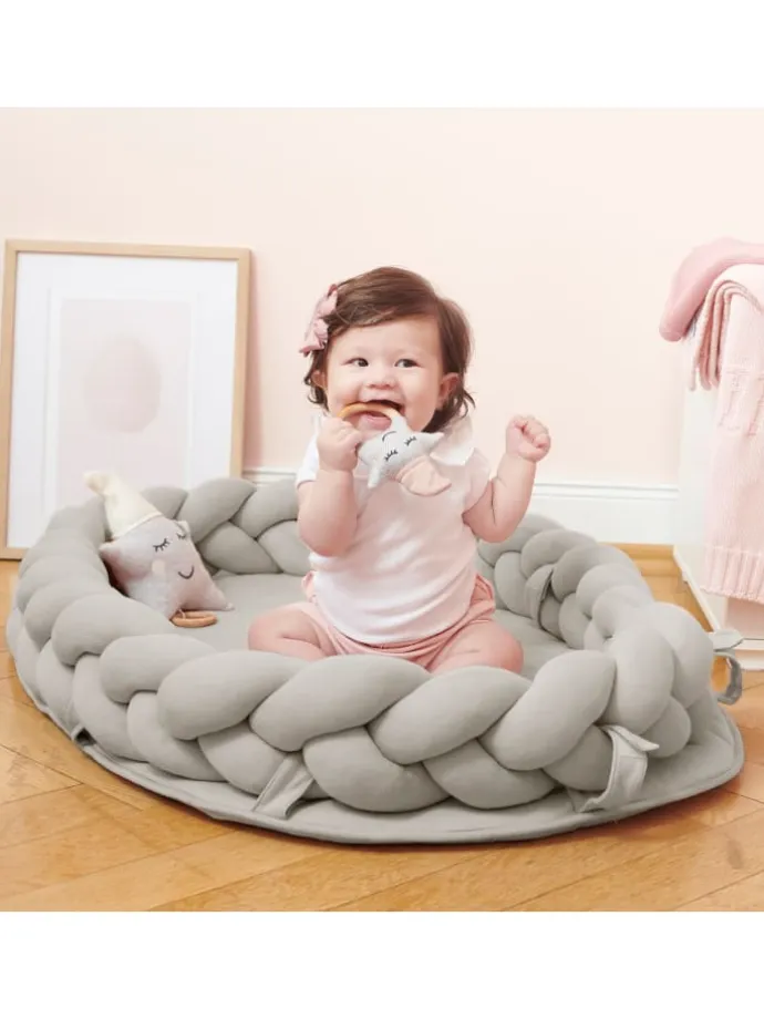 Baby Nest geflochten Grau