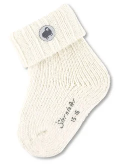 Baby Socken Wolle in ecru farbend