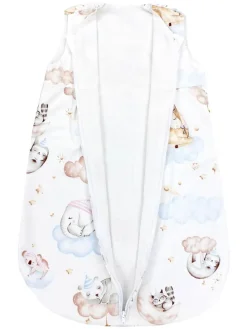 Baby Sommer Schlafsack Ärmellos Unwattiert in weiß/beige