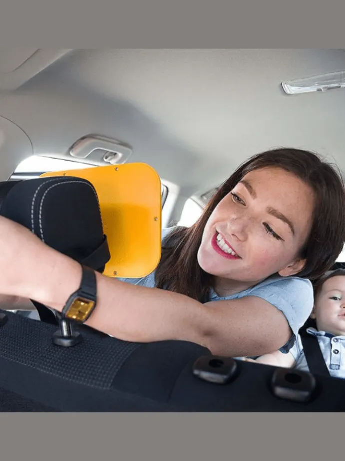 Baby Spiegel 360° Rotationsfunktion mit "Baby on Bord" Aufkleber in Gelb