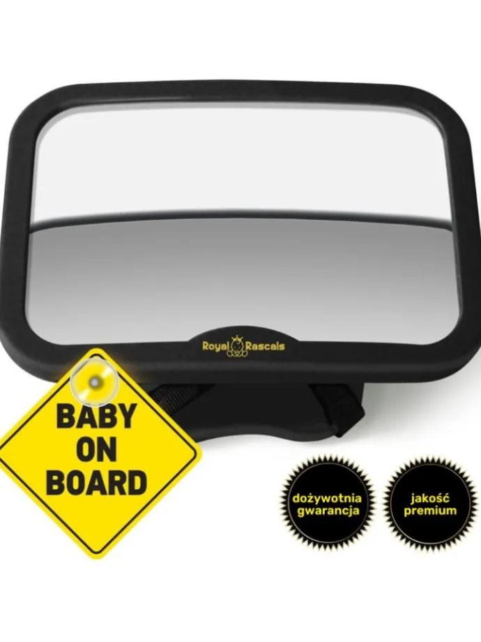 Baby Spiegel 360° Rotationsfunktion mit "Baby on Bord" Aufkleber in Schwarz