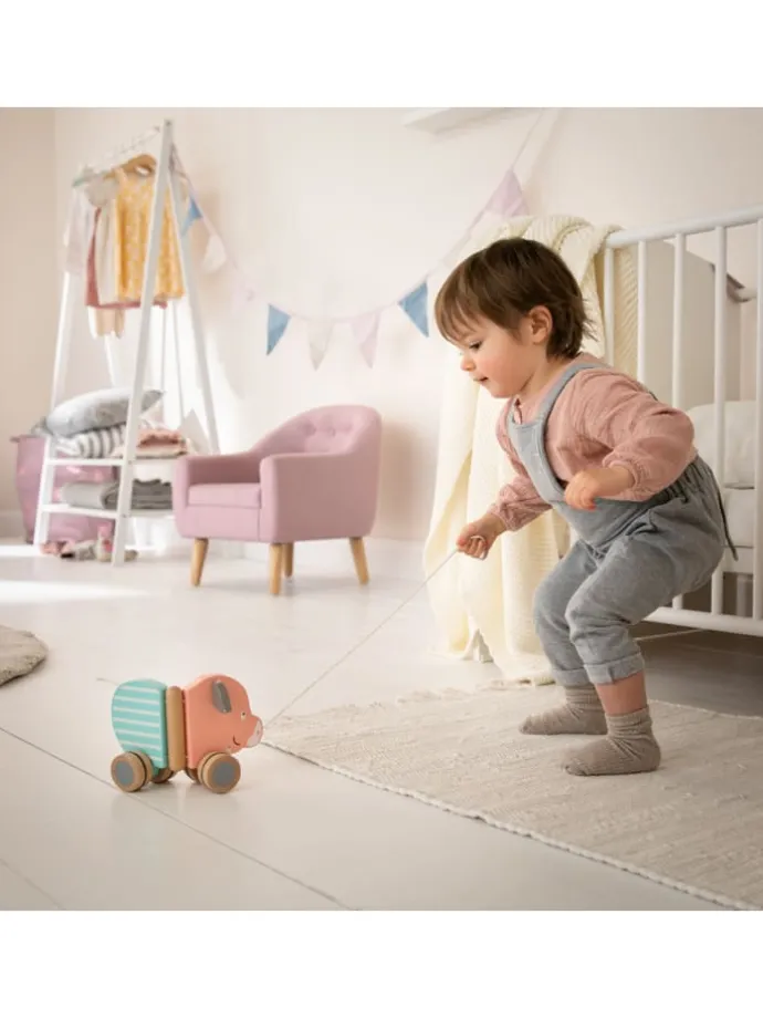 Baby Spielzeug Nachziehtier Ziehtier Schweinchen "Berta" aus Holz ab 1 Jahr