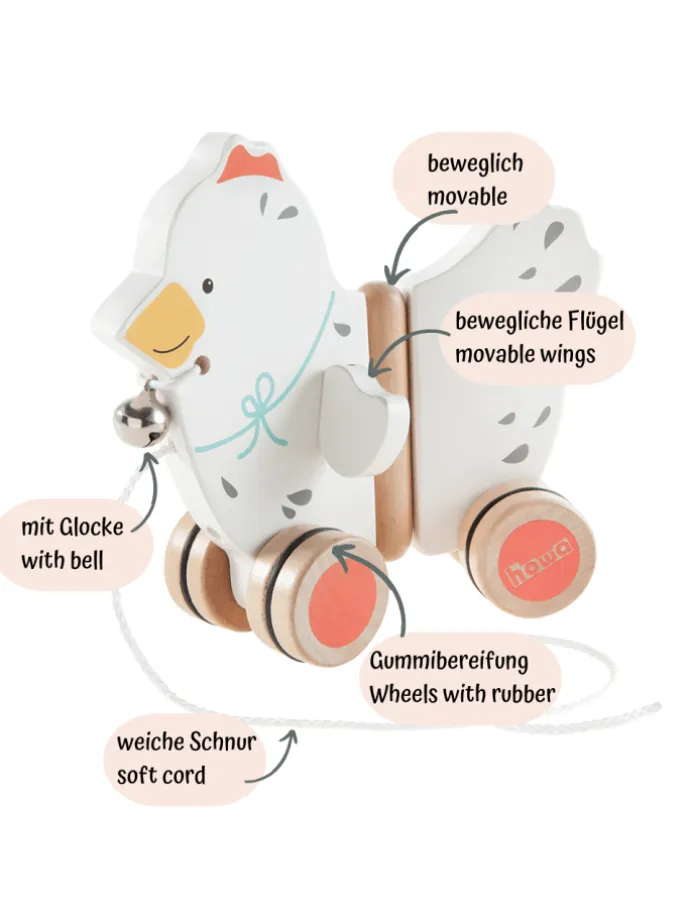 Baby Spielzeug NachziehtierZiehtier Huhn "Marry" aus Holz ab 1 Jahr