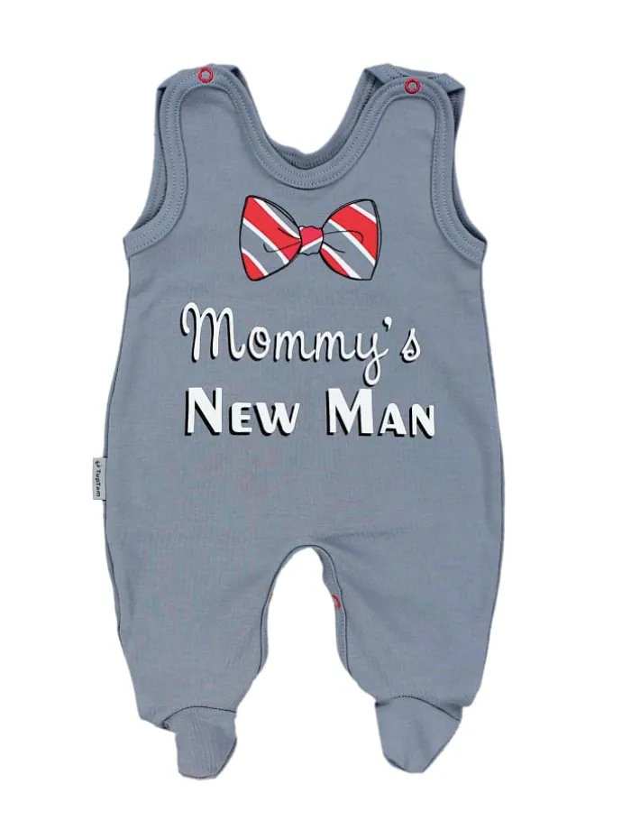 Baby Strampler mit Aufdruck Spruch 5er Pack in beige/blau