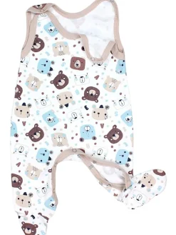 Baby Strampler mit Aufdruck Spruch 5er Pack in beige Modell 1