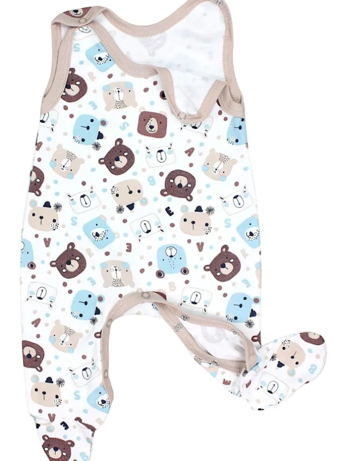 Baby Strampler mit Aufdruck Spruch 5er Pack in beige Modell 1