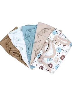 Baby Strampler mit Aufdruck Spruch 5er Pack in beige Modell 1