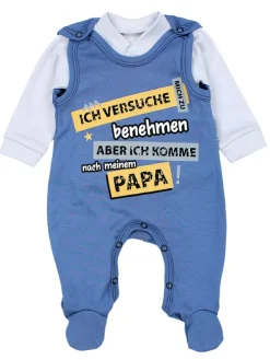 Baby Strampler Set mit Spruch in blau
