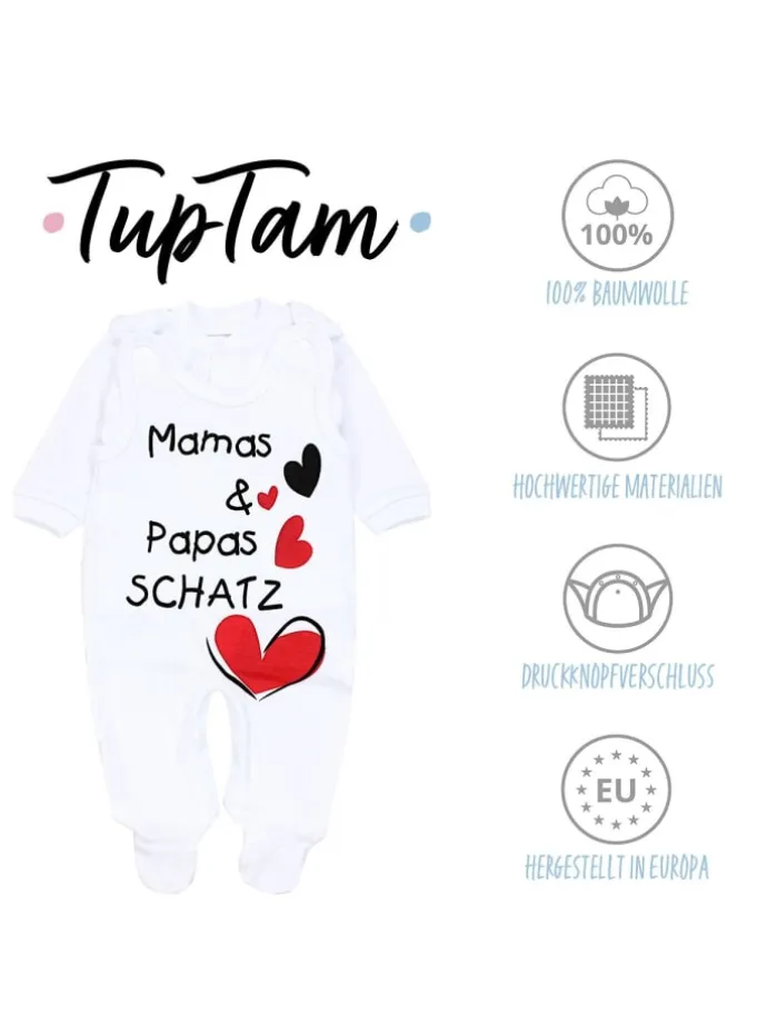 Baby Strampler Set mit Spruch in rot/weiß