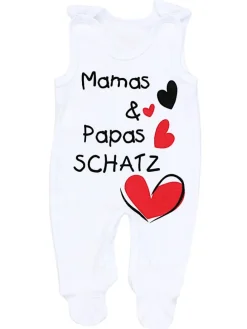 Baby Strampler Set mit Spruch in rot/weiß