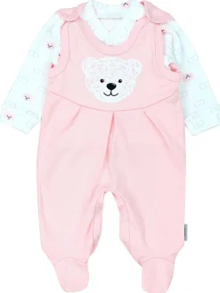 Baby Strampler Set mit Spruch in rosa/weiß