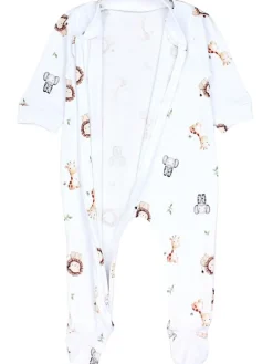 Baby Unisex Schlafstrampler mit Fuß 3er Pack in grün/weiß
